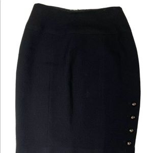SOLD***Vtg Authentic CHANEL Black Skirt Gold Logo Signed